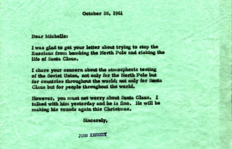 Illustration for article titled That Time a Girl Wrote to JFK Asking If The Soviets Were Going to Nuke Santa Claus